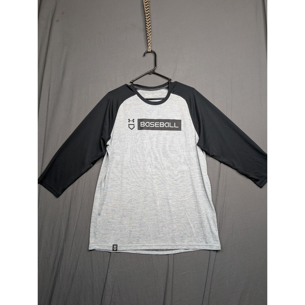 Under Armour Baseball T-Shirt Grey/Black‎ Raglan Sleeve Women's Size Large